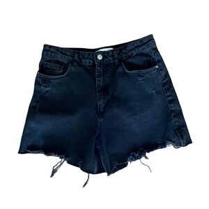 Zara Black Jean Jorts Long Shorts
